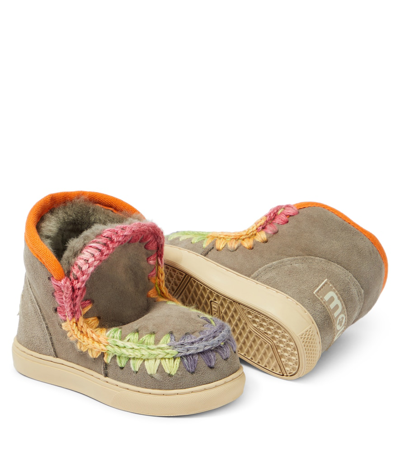 Mou Fur-trimmed Wool Boots In Grey