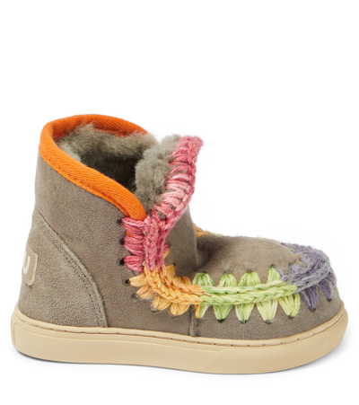 Mou Fur-trimmed Wool Boots In Grey