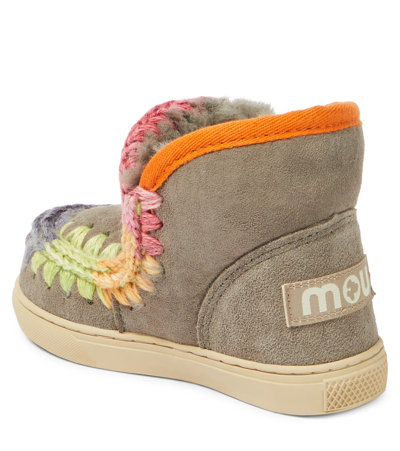 Shop Mou Crochet-trimmed Suede Sneakers In Grey