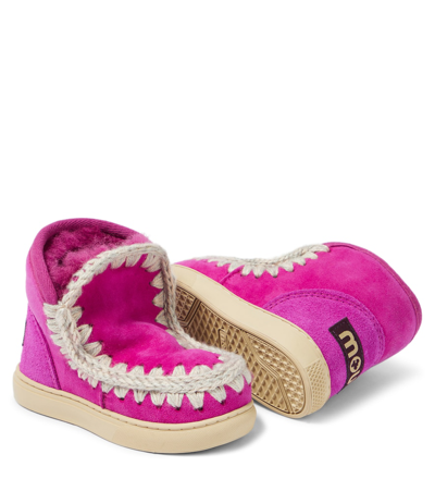 Shop Mou Shearling-lined Suede Sneakers In Pink