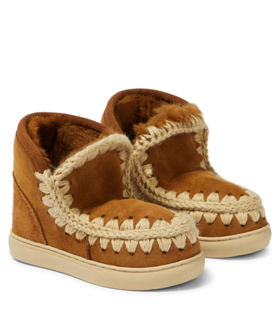 Shop Mou Shearling-lined Suede Sneakers In Brown