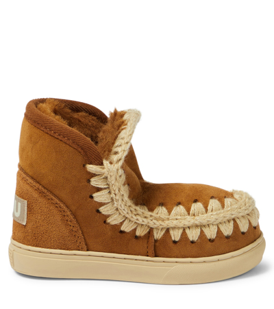 Mou Shearling-lined Suede Sneakers In Brown