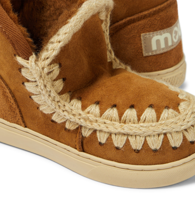 Mou Shearling-lined Suede Sneakers In Brown