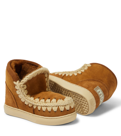 Mou Shearling-lined Suede Sneakers In Brown