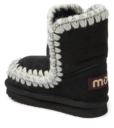 Shop Mou Crochet-trimmed Suede Boots In Black