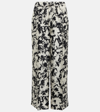 Shop Max Mara Fiordo Printed Silk Wide-leg Pants In Multicoloured