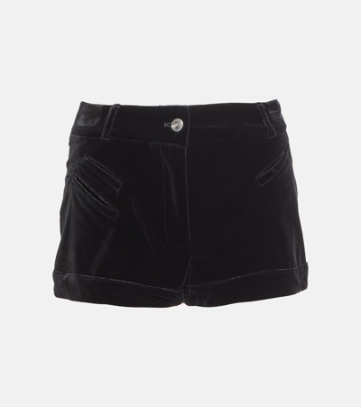 Shop Etro Cotton Velvet Shorts In Black