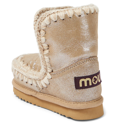 Shop Mou Shearling-lined Metallic Leather Boots In Beige
