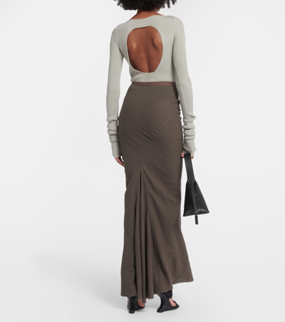 Shop Rick Owens Drkshdw Wool Maxi Skirt In Brown