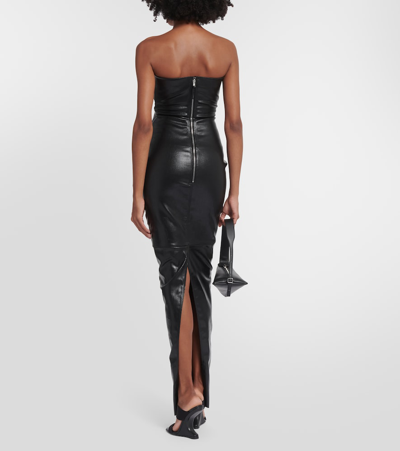 Rick Owens Strapless Stretch Leather And Cotton-blend Gown In Black