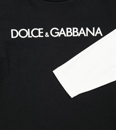 Shop Dolce & Gabbana Logo Layered Cotton Jersey T-shirt In Black