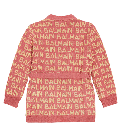 Balmain Intarsia Cardigan In Red