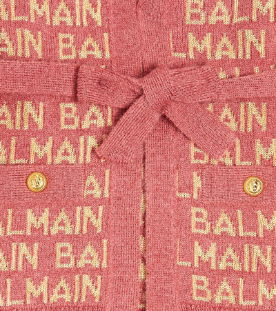Balmain Intarsia Cardigan In Red