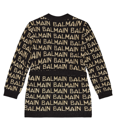 Shop Balmain Intarsia Cardigan In Black
