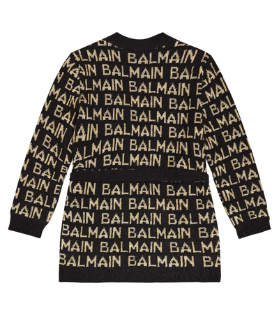 Balmain Intarsia-knit Long-sleeve Cardigan In Black