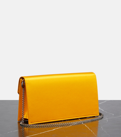 Christian Louboutin Loubi54 Satin Clutch Bag In Yellow
