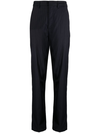 Shop Dunhill Pinstripe Tapered-leg Trousers In Black