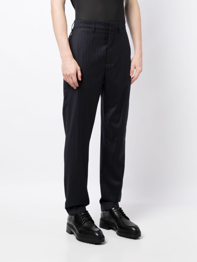 Shop Dunhill Pinstripe Tapered-leg Trousers In Black