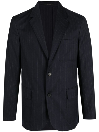 Shop Dunhill Pinstripe Single-breasted Blazer In Blue