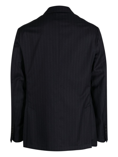 Shop Dunhill Pinstripe Single-breasted Blazer In Blue