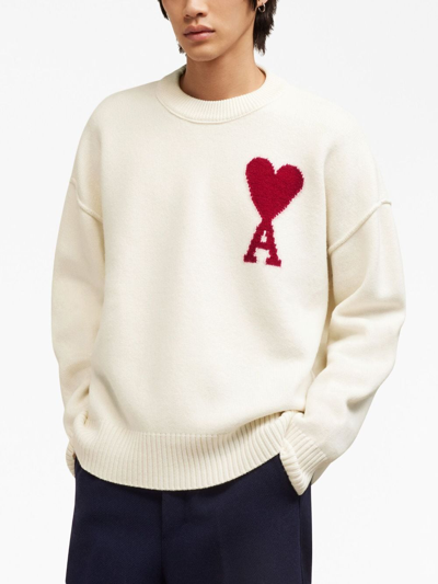 Shop Ami Alexandre Mattiussi Intarsia-knit Wool Jumper In White