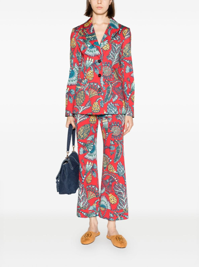 La Doublej 24/7 Floral-print Single-breasted Blazer In Red