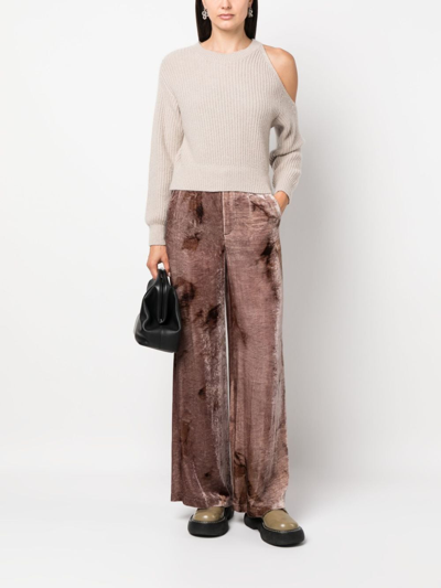 Shop Gentry Portofino Wide-leg Velvet Trousers In Brown