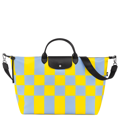 Longchamp Sac De Voyage L Le Pliage Collection In Sky Blue/yellow | ModeSens