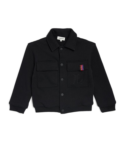 Shop Lanvin Enfant Collared Logo Jacket (4-14 Years) In Black