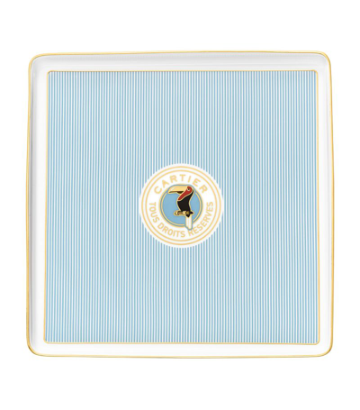Shop Cartier Characters Porcelain Tray (22cm X 22cm) In Blue
