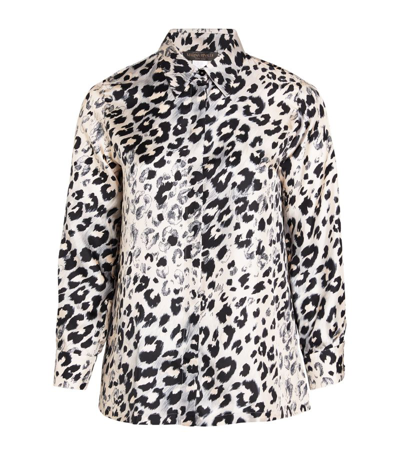 Shop Marina Rinaldi Silk Leopard Ballata Shirt In Grey