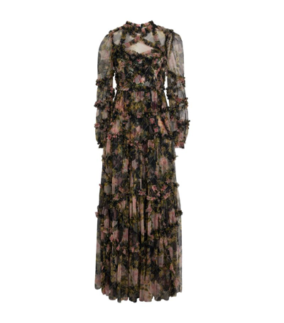 Shop Needle & Thread Floral English Rose Gown In Multi