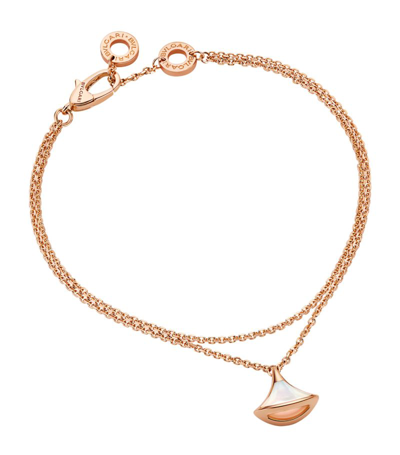 Shop Bvlgari Rose Gold And Mother-of-pearl Divas' Dream Bracelet