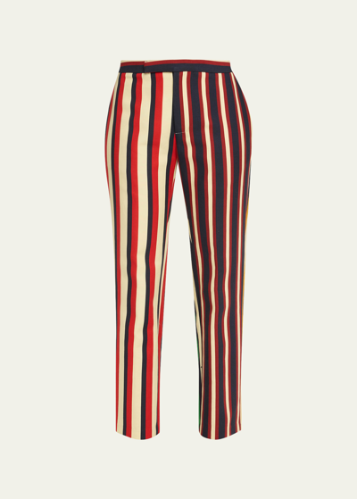 Shop Libertine Eton Striped Narrow Trousers In Mul