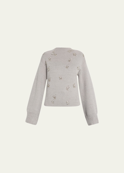Shop 3.1 Phillip Lim / フィリップ リム Metallic Merino Wool Embellished Mockneck Pullover Sweater In Grey Multi