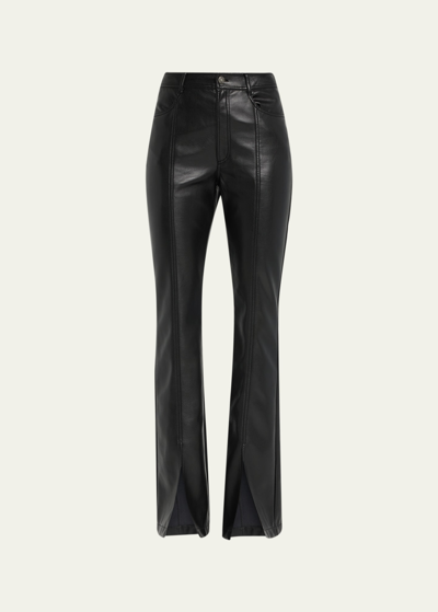Shop Cinq À Sept Shanis Vegan Leather Slit Bootcut Pants In Black