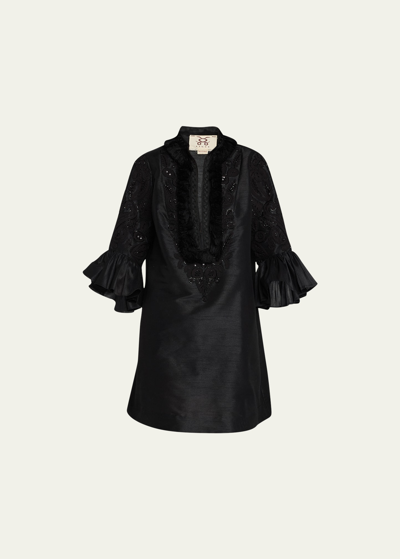 Shop Figue Matilda Embellished Shift Dress In Black