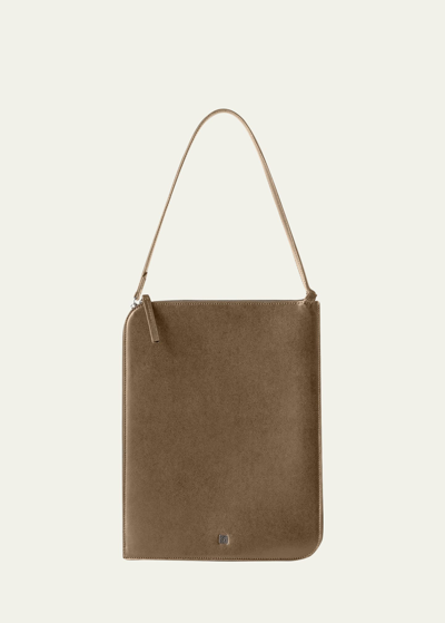 Shop Totême Slim Zip Leather Top-handle Bag In 012 Ash
