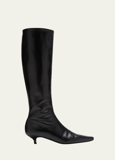 Shop Totême Slim Mixed Leather Knee Boots In Black 001