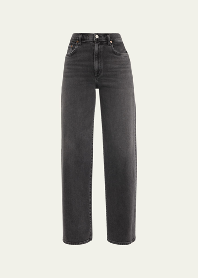 Shop Agolde Harper Mid-rise Wide Straight Jeans In Hush