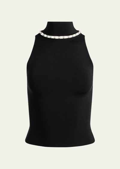Shop Alice And Olivia Annalee Knit Turtleneck Tank Top In Black