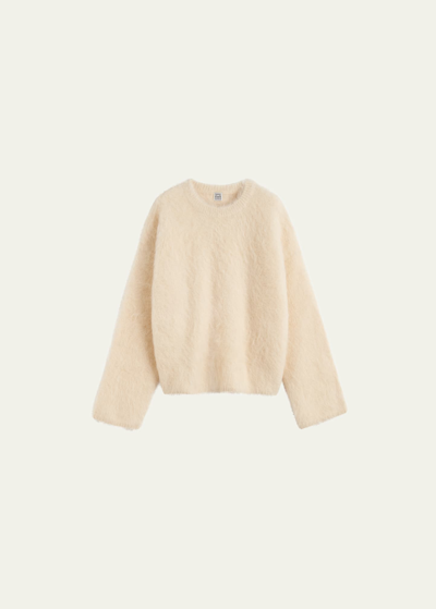 Shop Totême Boxy Textured Alpaca Knit Sweater In Stone