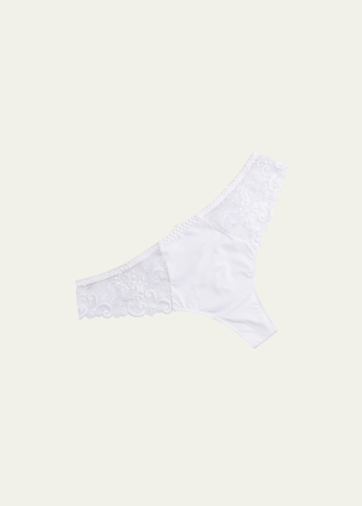 Shop Simone Perele Delice Lace Mesh Thong In White