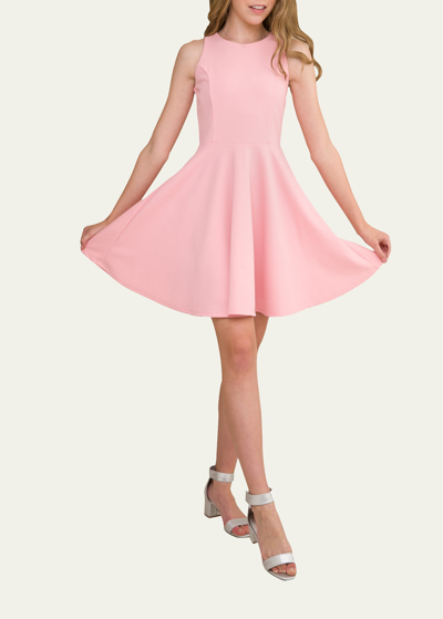 Shop Un Deux Trois Girl's Sleeveless Fit-and-flare Dress In Hot Pink