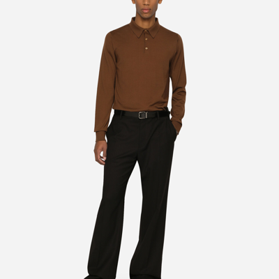 Shop Dolce & Gabbana Extra-fine Cashmere Polo-shirt In Brown