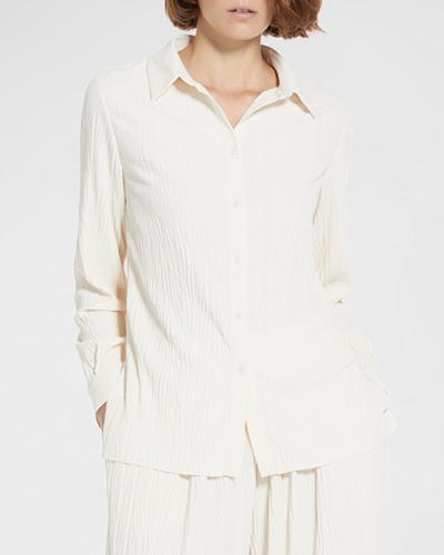 Shop Max Mara Button-down Crinkled Jersey Shirt In Ivory