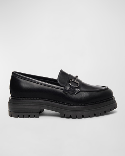 Shop Nerogiardini Leather Bit Strap Loafers In Black