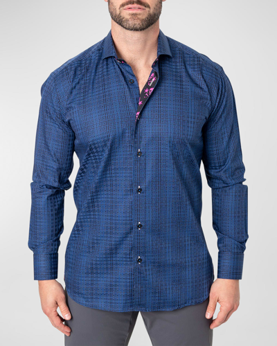 Shop Maceoo Men's Einstein Repeatsquare Sport Shirt In Blue