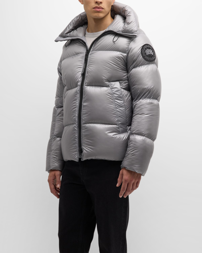 Shop Canada Goose Men's Crofton Black Disc Puffer Jacket In Boulder Grey