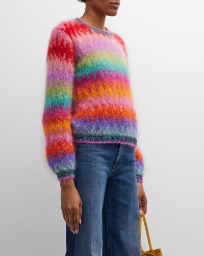 Shop Rose Carmine Crewneck Ombre Striped Sweater In Multicolore